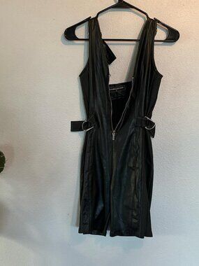Maniere De Voir Women's Black Leather Romper